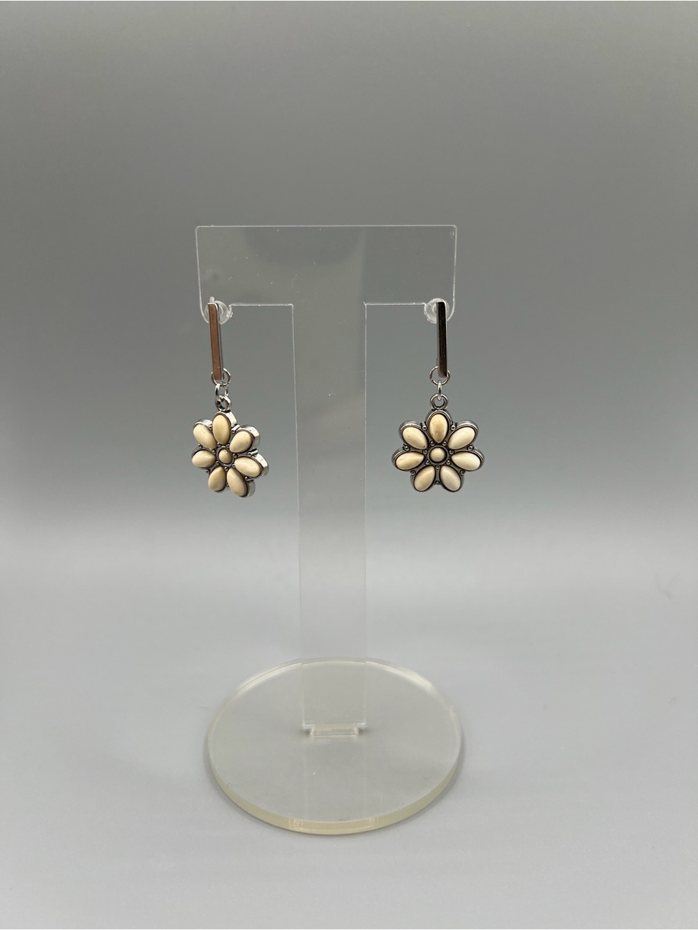 Floral Dangle Earrings - Cream Petal - Handmade
